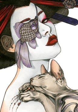 Geisha Project - Geisha with Tattooed Cat