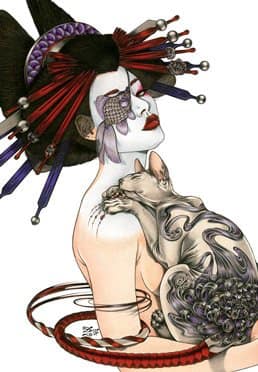 Giclée Prints - Geisha with Tattooed Cat